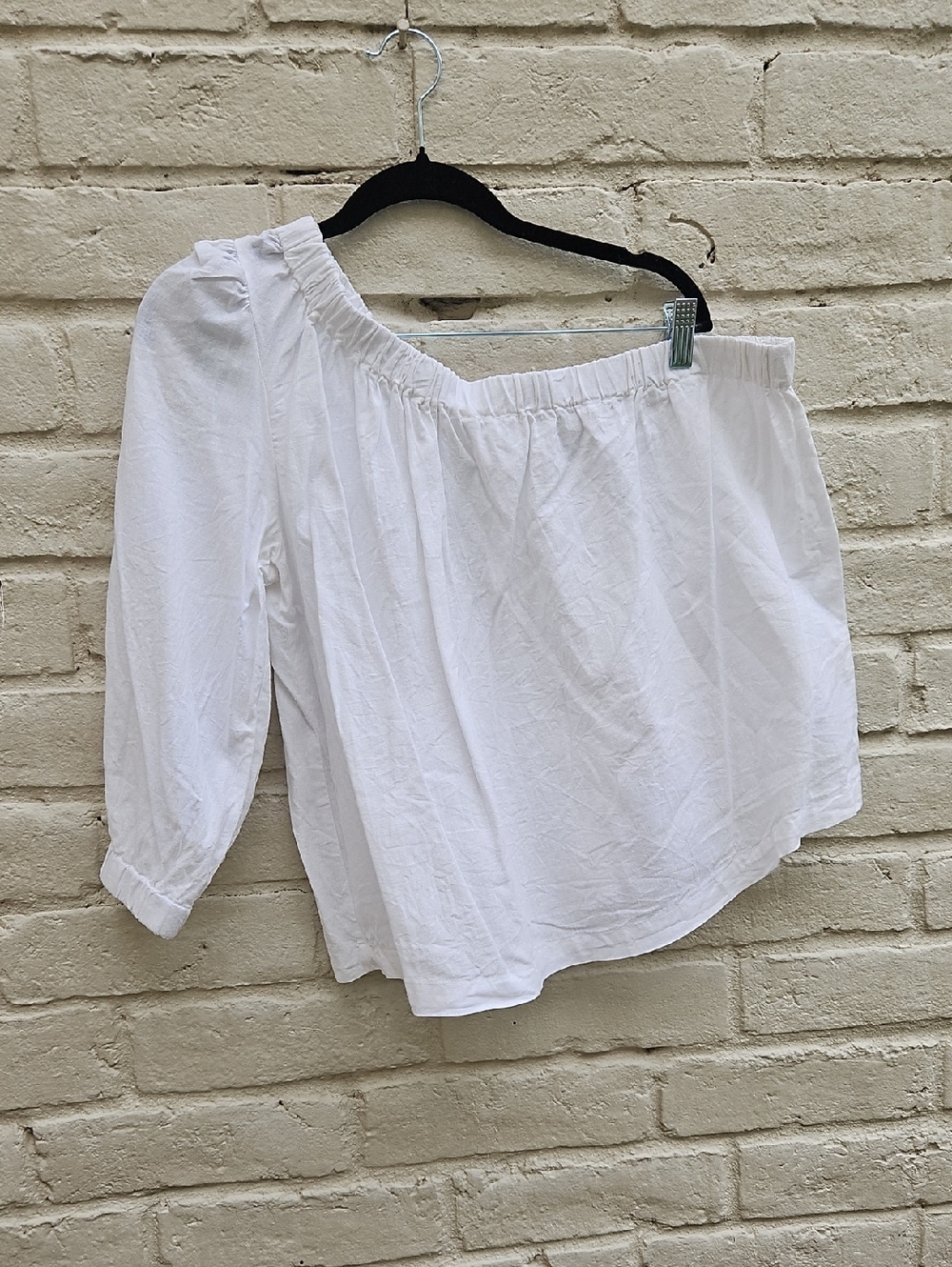 a new day White One-Shoulder Linen Blouse